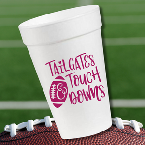 Tailgates & Touch Downs in Pink- 16oz Styrofoam Cups