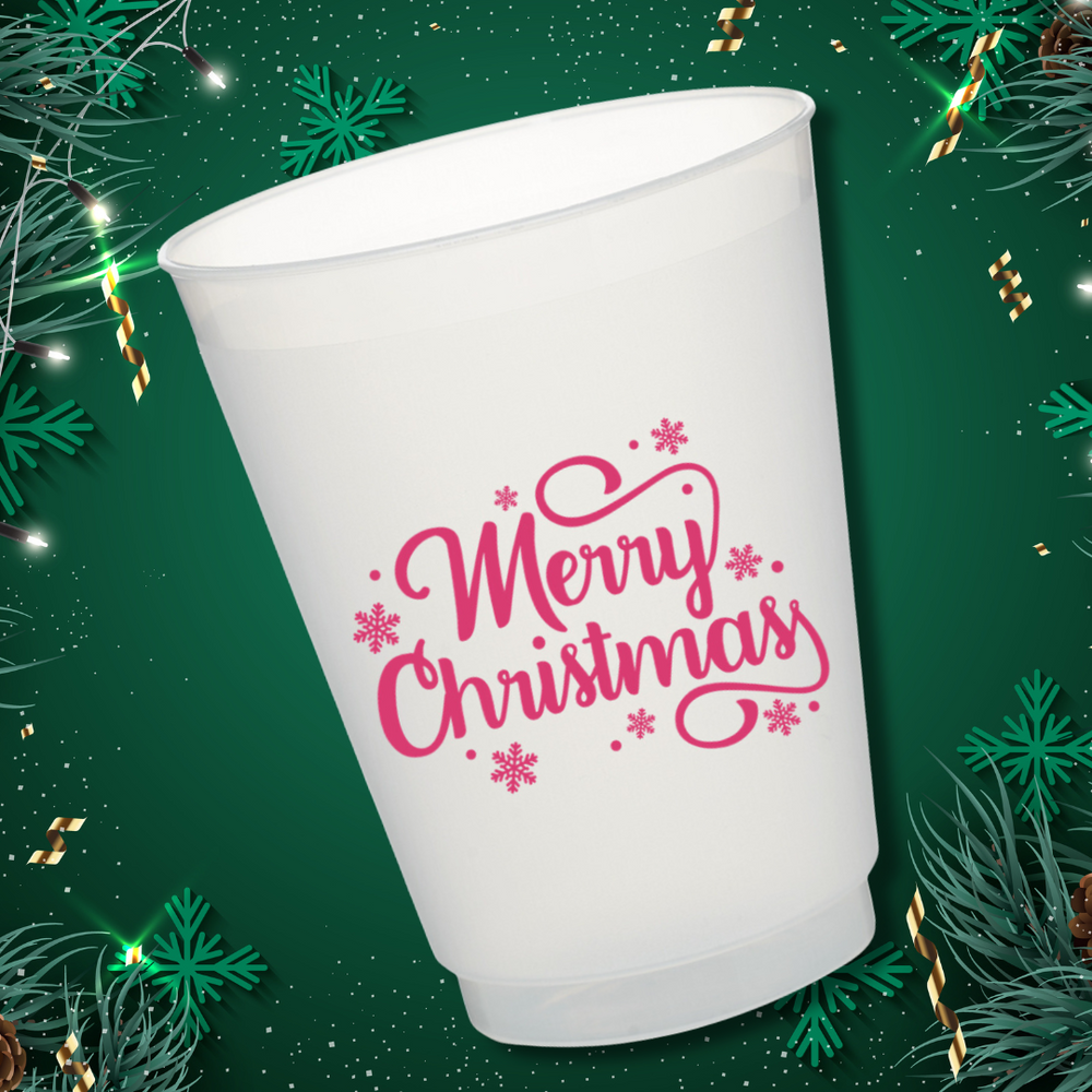 Merry Christmas in Pink- 16oz Frost Flex cups