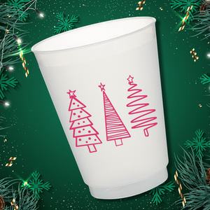 Christmas Tree Trio in Pink- 16oz Frost Flex cups