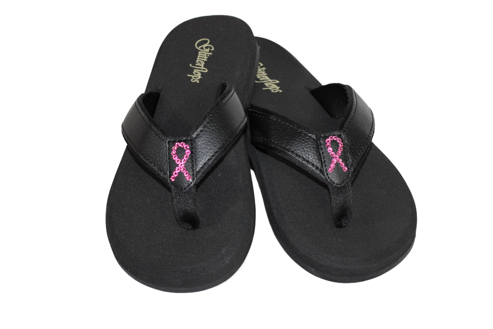 Pink Ribbon Glitterflops