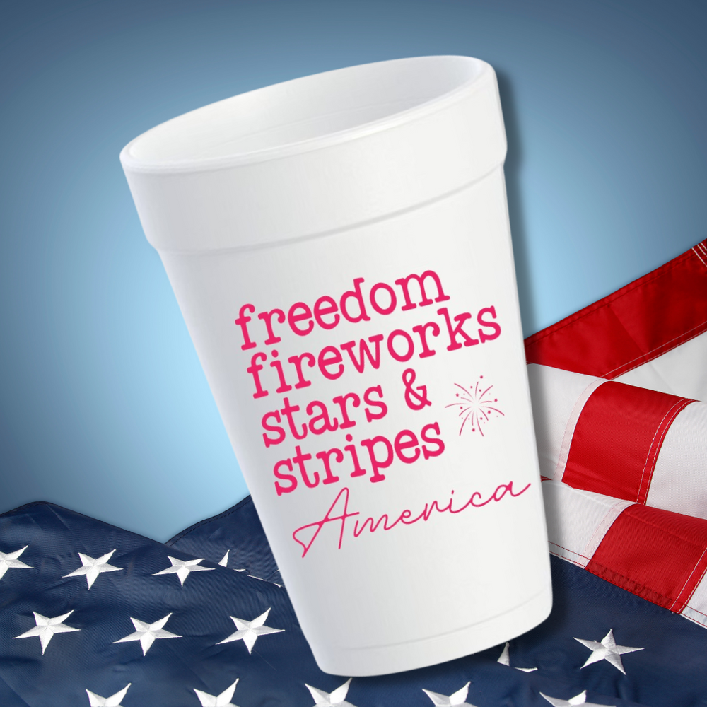 Freedom Fireworks Stars & Stripes- 16oz Styrofoam Cups
