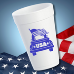 Blue USA Patriotic Truck - 16oz Styrofoam Cups