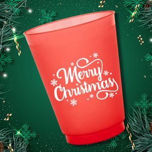 Merry Christmas on Red- 16oz Frost Flex Cups