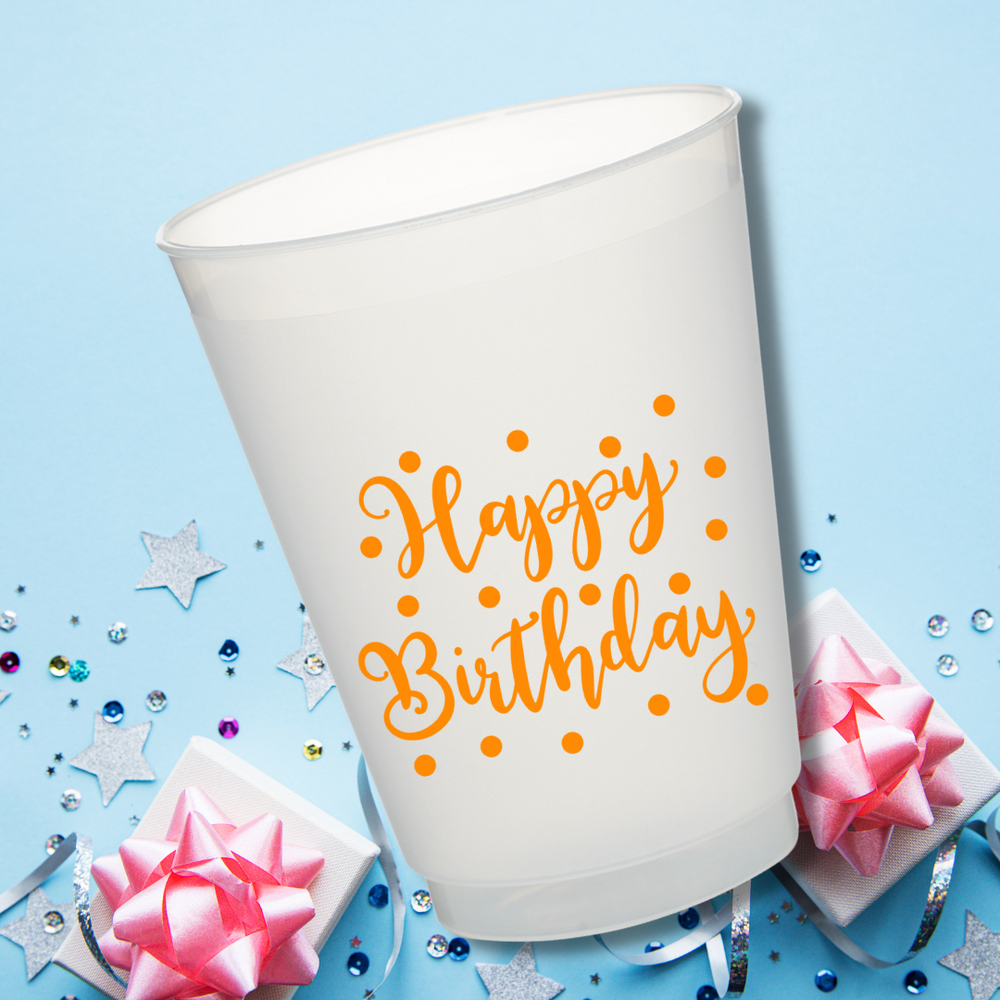 Happy Birthday Orange - 16oz Frost Flex Cups